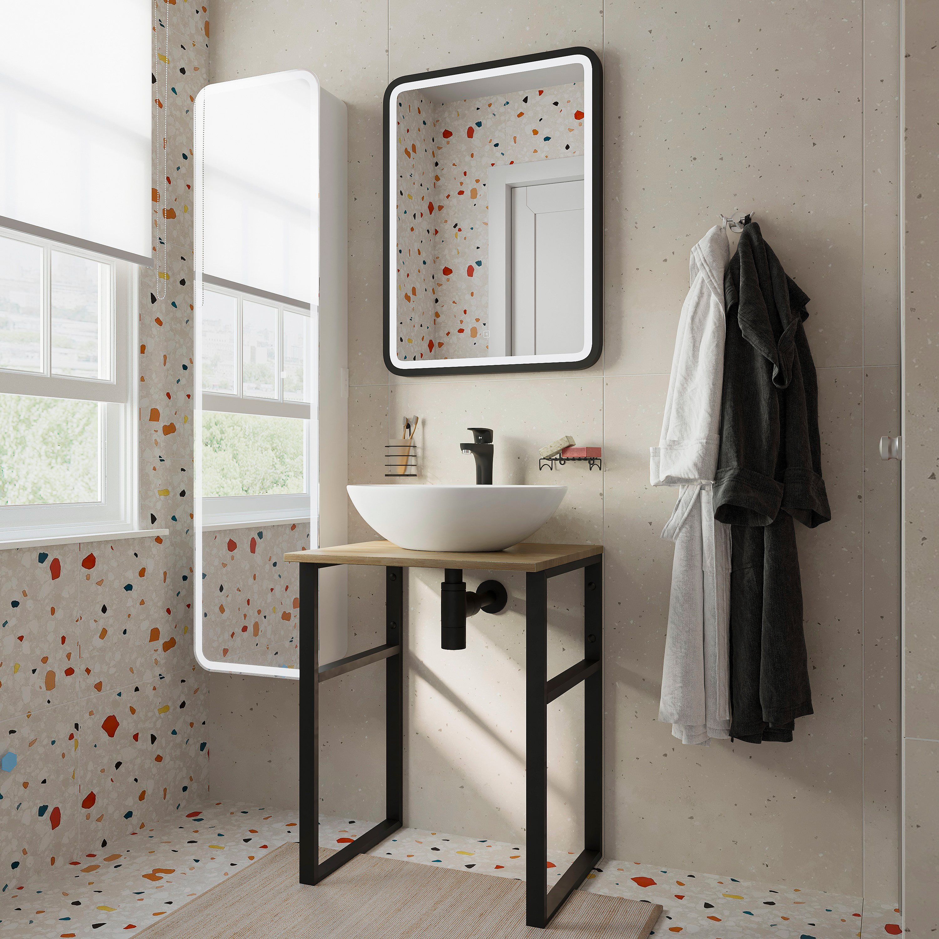 Консоль DIWO Элиста 60 светлое дерево, с раковиной Moduo 55 Leaf 554683 - 2