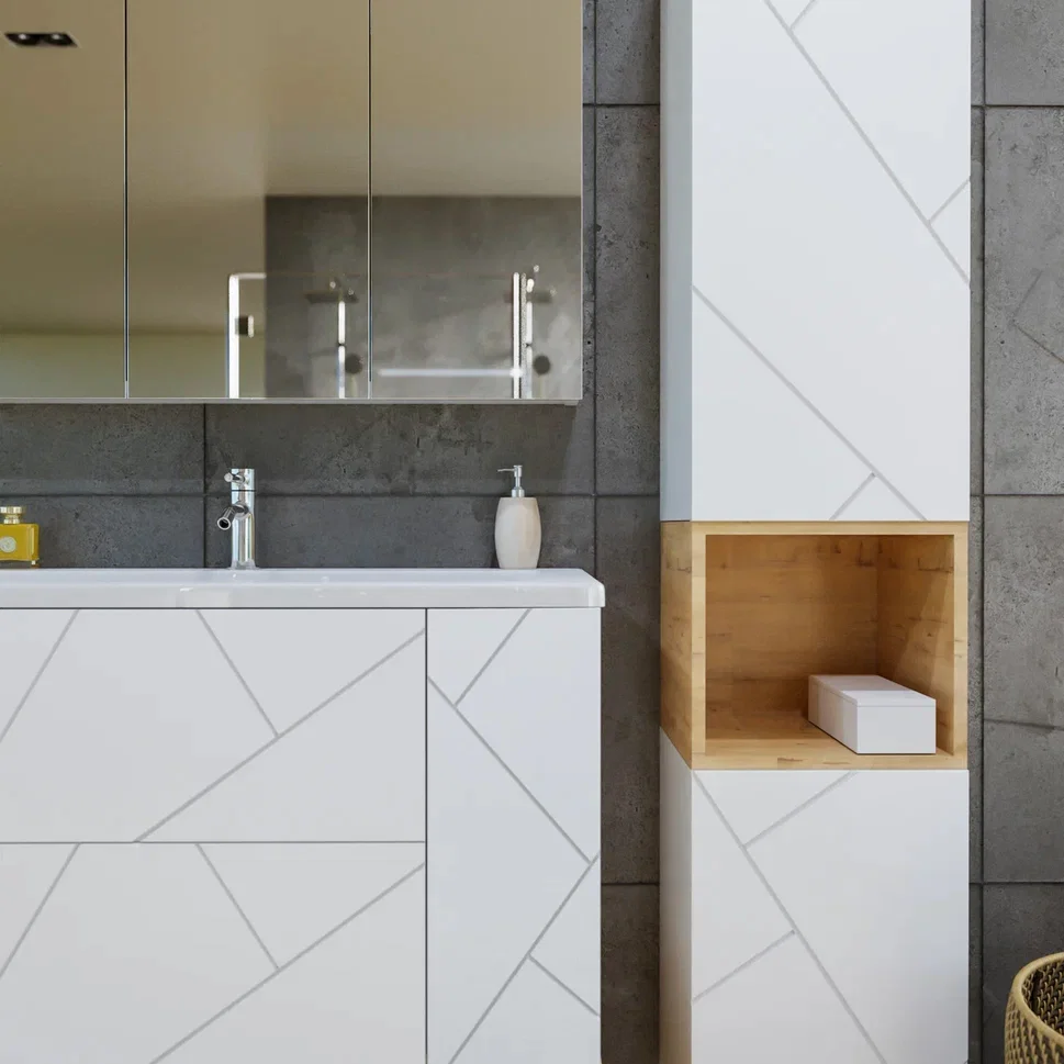 Тумба под раковину Бриклаер Кристалл 100 белая матовая  4627125415920 - 7