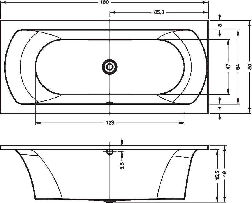 Акриловая ванна Riho Lima 180 R B052001005 - 1