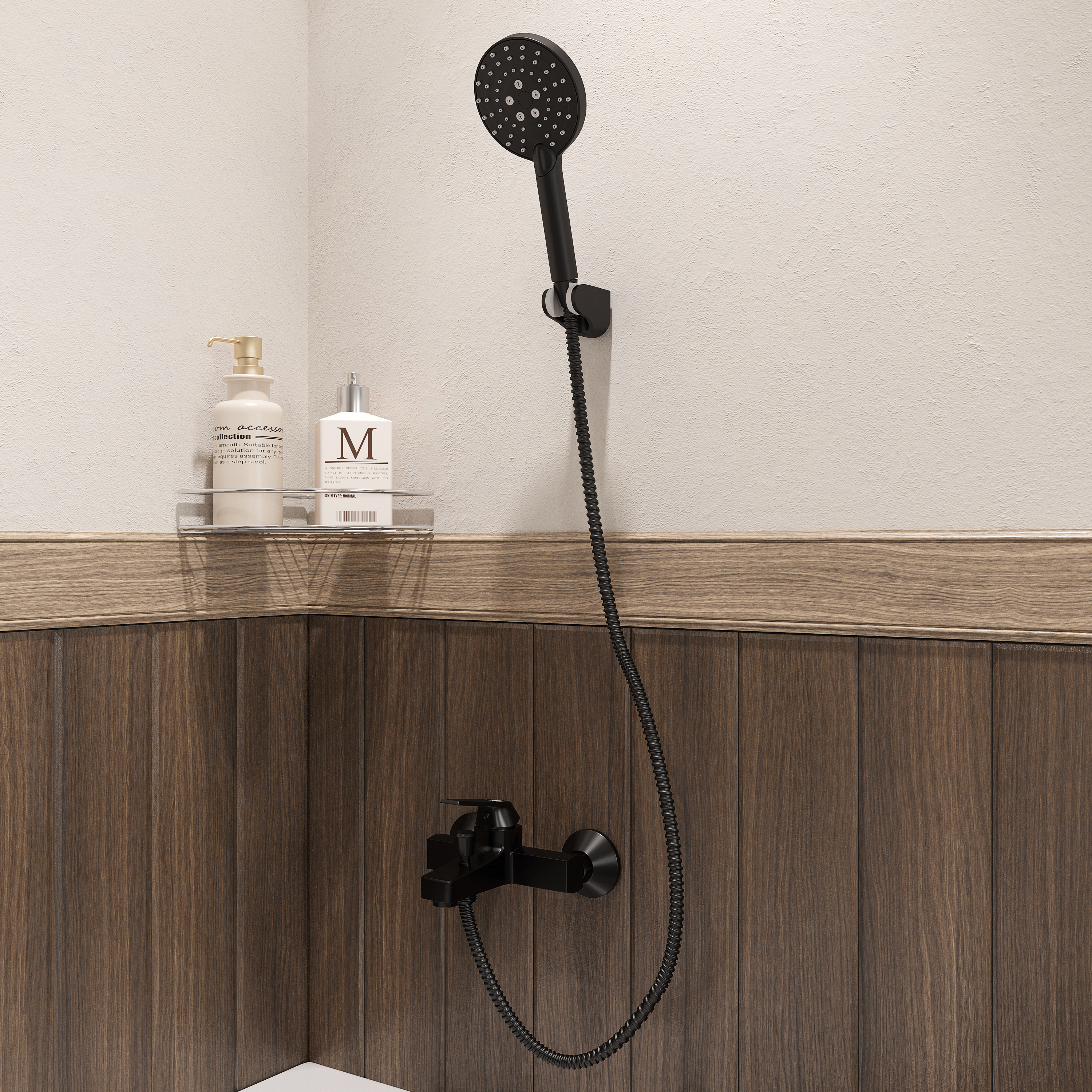 Смеситель для ванны с душем DIWO Смоленск SM-03b черный, однорычажный, настенный, российский - 6