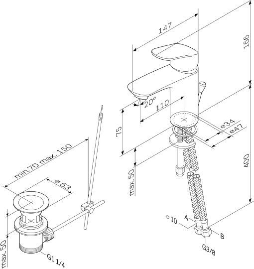 Смеситель для раковины Am.pm Like хром  F8092116 - 11