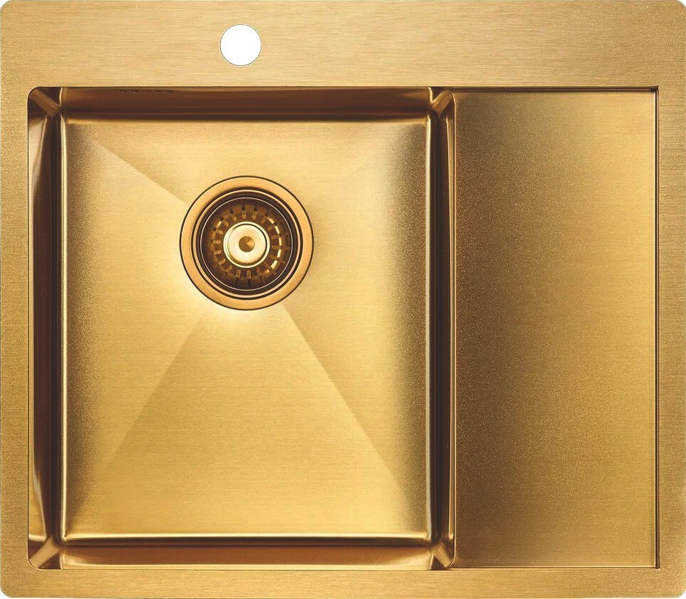 Мойка кухонная Paulmark Flank L 59 брашированное золото PM225951-BGL - 0