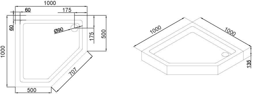 Поддон для душа Black&White Stellar Wind P-10H 100x100 10PH00 - 2