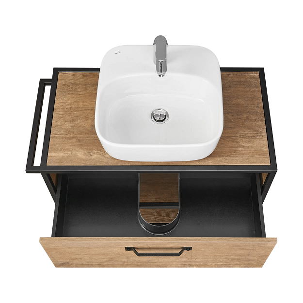 Комплект мебели Aquaton Лофт Фабрик 80 с раковиной Одри 42 темное дерево  - 3