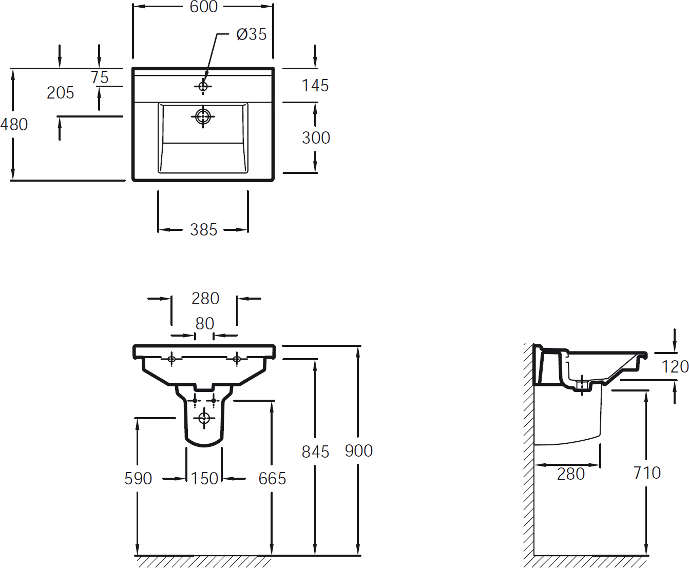 Тумба с раковиной Jacob Delafon Struktura 60 белая, с 2 ящиками - 4