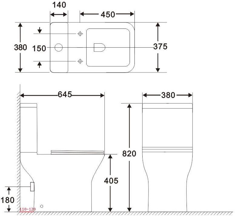 Cube 2-C-1 Бачок для унитаза напольного Слив 4,5/3л подключение снизу (240209) - 1