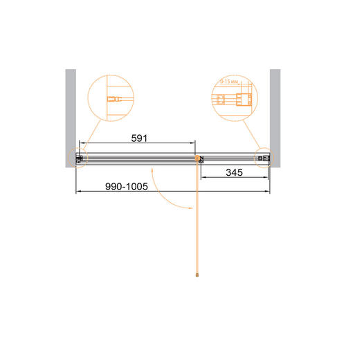 Душевая дверь Cezares Urban 100х195 черный  URBAN-B-12-100-C-NERO - 4