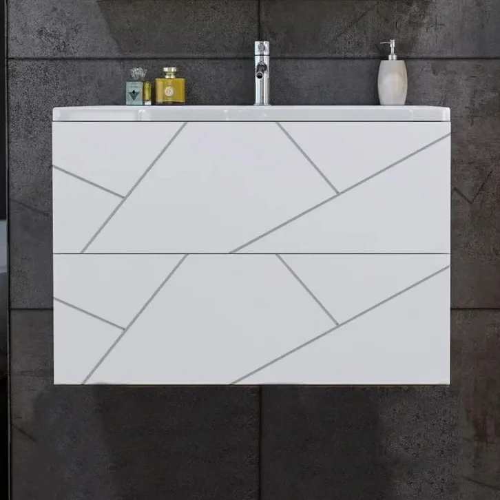 Тумба под раковину Бриклаер Кристалл 80 белая матовая  4627125415968 - 0