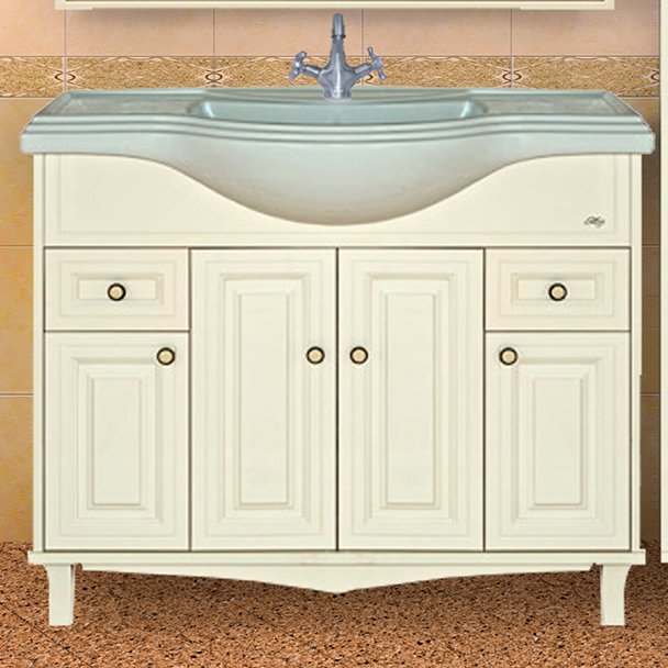 Тумба с раковиной Misty Шармель 105 светло-бежевая эмаль - 0