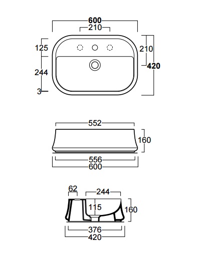 Накладная раковина Simas Sharp 60 см  SH09 - 2