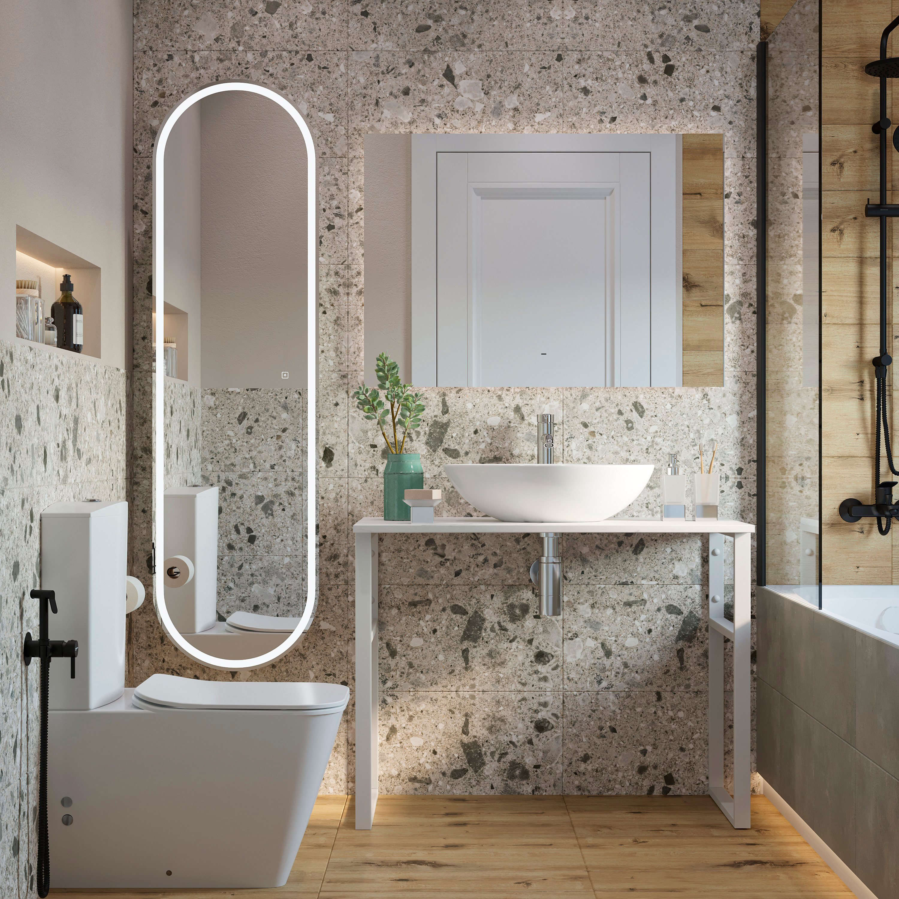 Консоль DIWO Элиста 100 белый мрамор, с раковиной Moduo 55 Leaf 555460 - 1