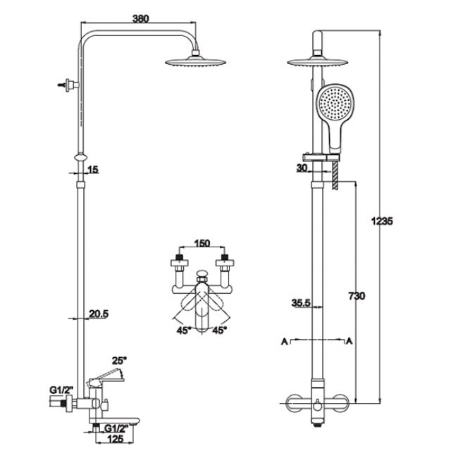 Душевая стойка Kaiser Arena 36182 - 1