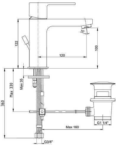 102188047EX Nita смеситель для раковины 100 - 1