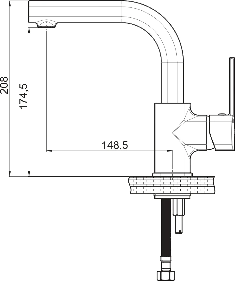 Смеситель для раковины GPD Pedra черный матовый MTL160-S - 1