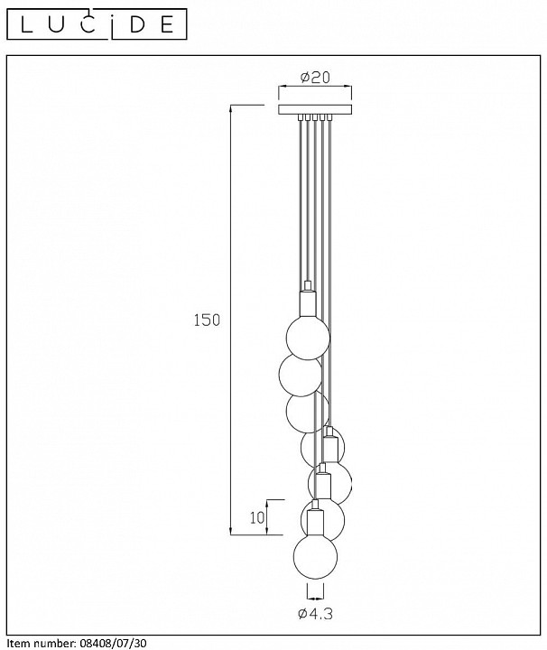Подвесной светильник Lucide Fix Multiple 08408/07/30 - 3