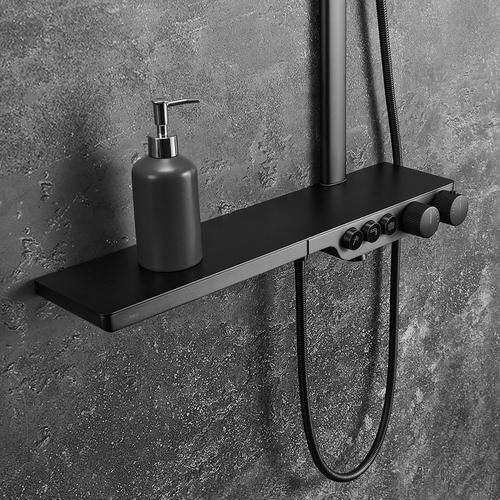 Душевая стойка Black&White Universell с термостатом черная матовая 7655GM - 1