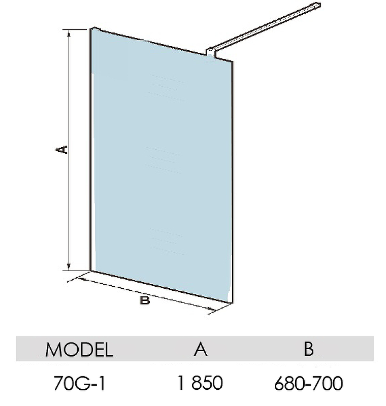 Душевая перегородка WeltWasser WW400 70G-1 70х185 хром  10000006279 - 1