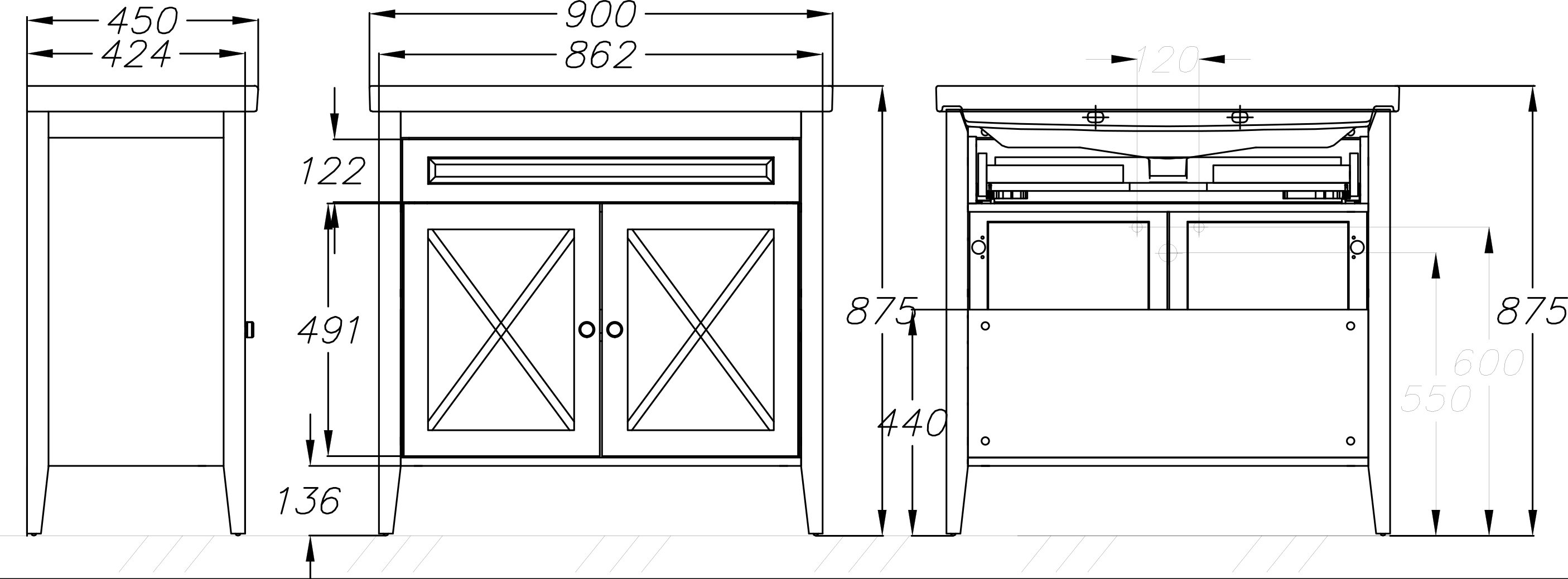 Тумба для комплекта Opadiris Палермо 90 светлый орех 00-00002356 - 5