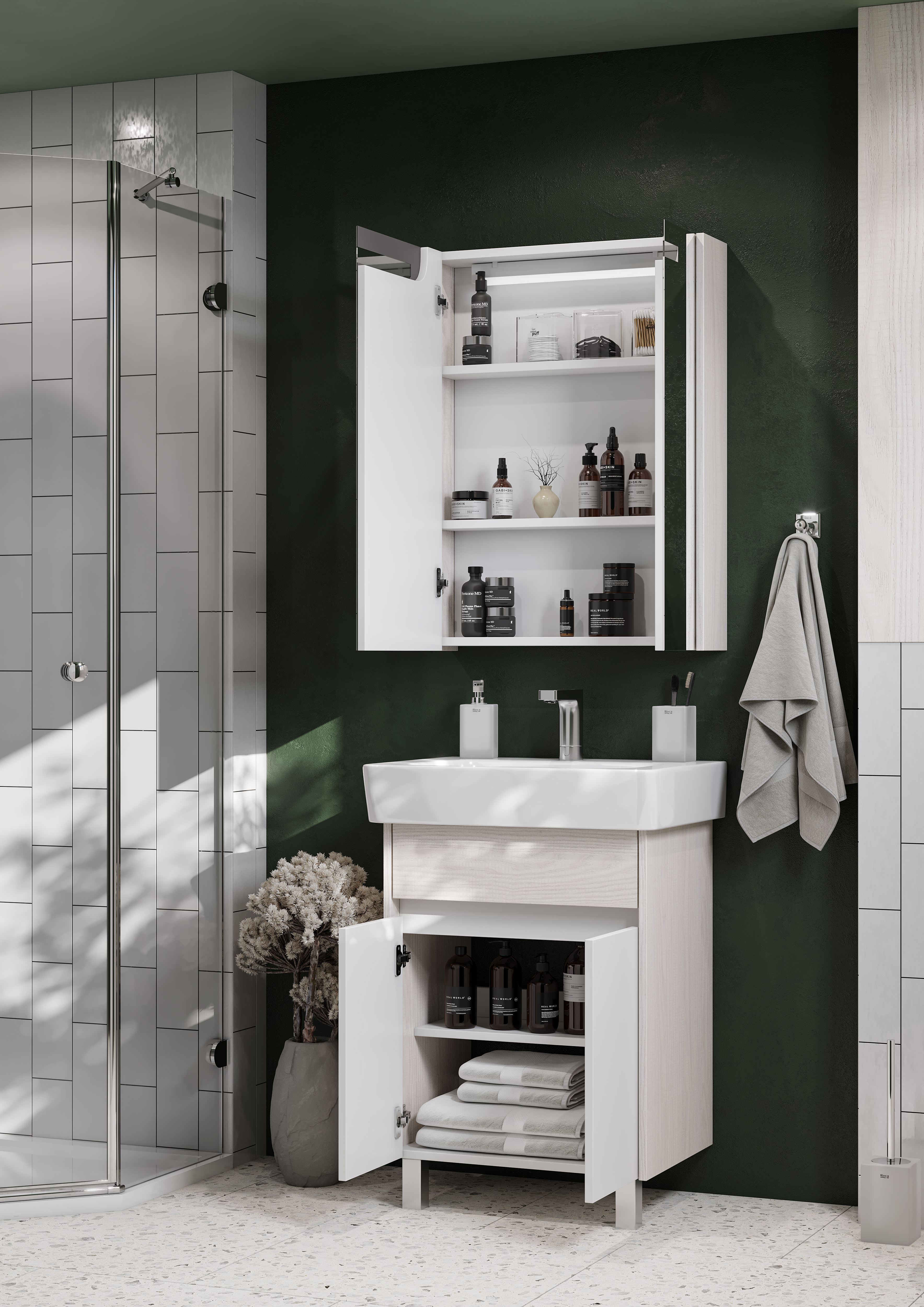 Тумба под раковину напольная Aquaton Верди 60 белый-светлое дерево 1A207701VDAV0 - 5