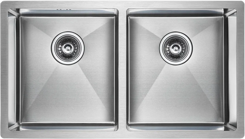 Мойка кухонная Paulmark Twin 78 брашированная сталь PM237844-BS - 0