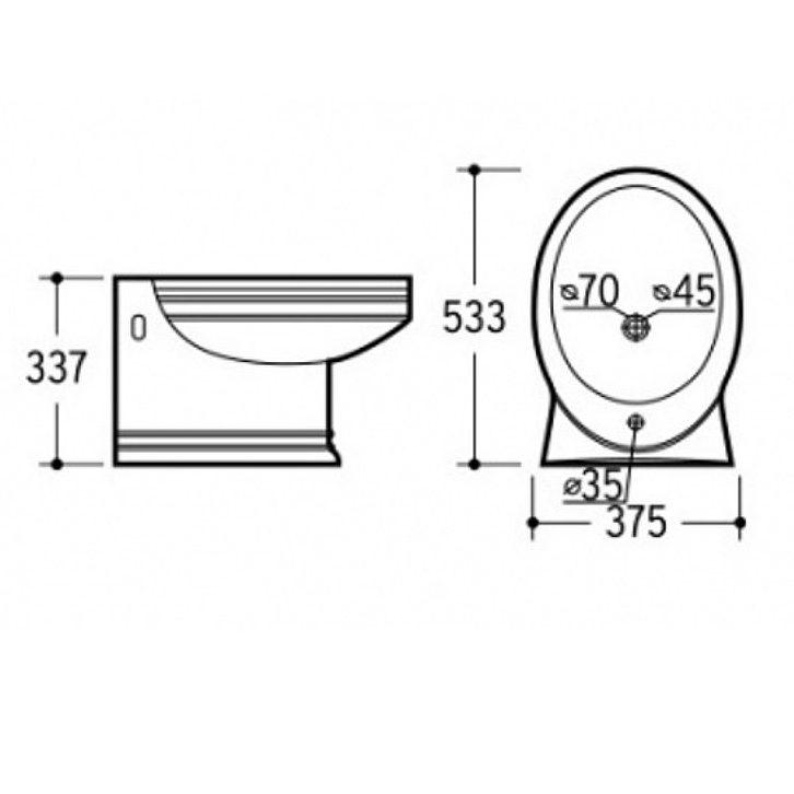 Биде подвесное Ceramalux Classic белый  4289 - 1