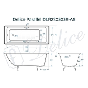 Чугунная ванна Delice Parallel 180x80 DLR220506RB с черными матовыми ручками без антискользящего покрытия DLR220506RB-AS - 7