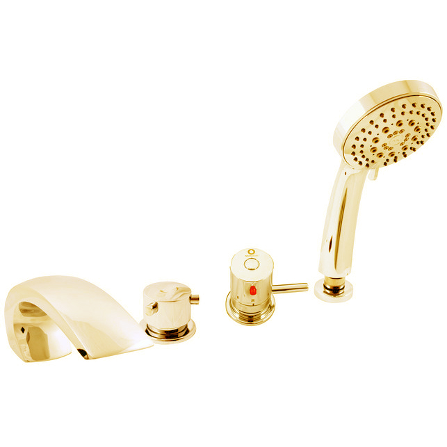 Смеситель на борт ванны термостатический Rav Slezak Dunaj золото DT272.5PZ - 0