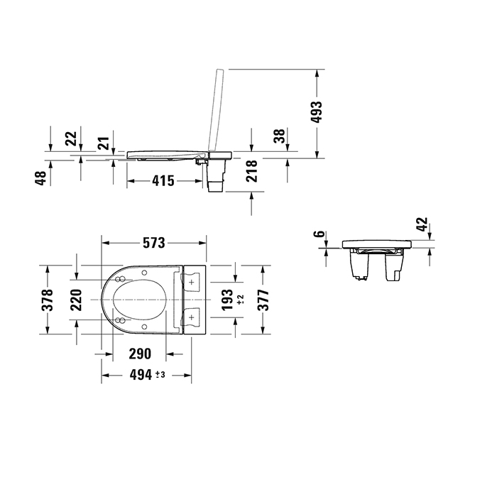 SENSOWASH STARCK F Plus Сиденье для унитаза унитаза с душем, 375х574 мм, для #2510092000, цвет белый 612000012000320 - 1