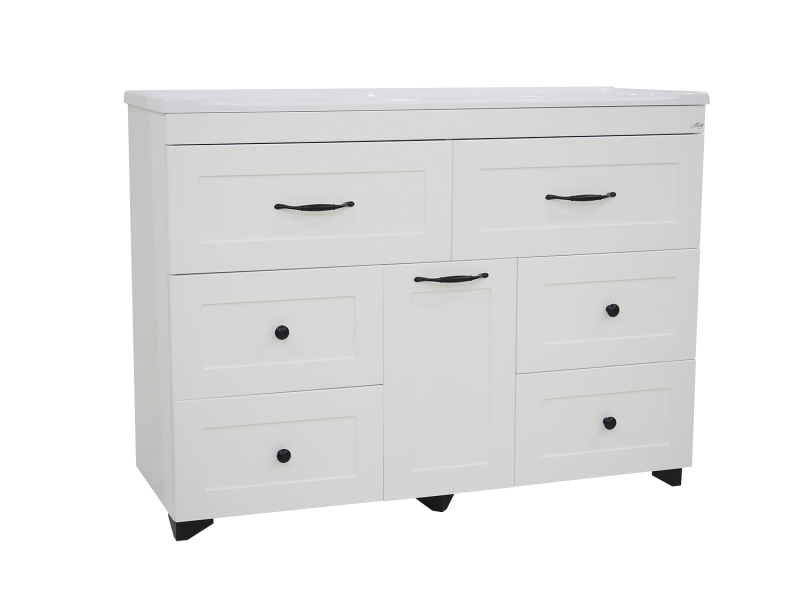 Тумба под раковину Misty Дуэт 120 белая матовая П-Ду011206я01-1 - 1