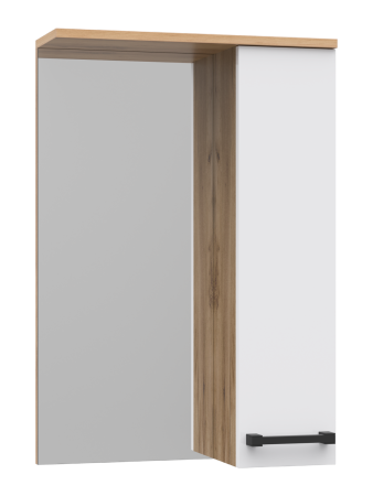 Зеркало-шкаф Misty Крафт 50 правое белое - светлое дерево П-Кра-02050-011П - 0