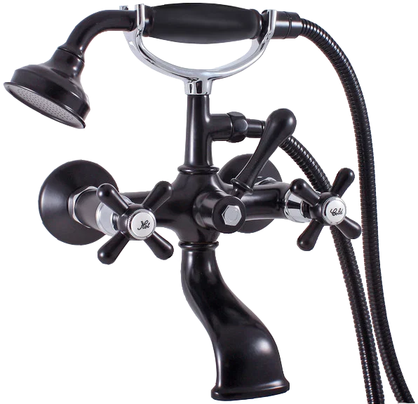 Смеситель для ванны с душем Rav Slezak Morava retro черный матовый - хром MK159.5/2CMATC - 0