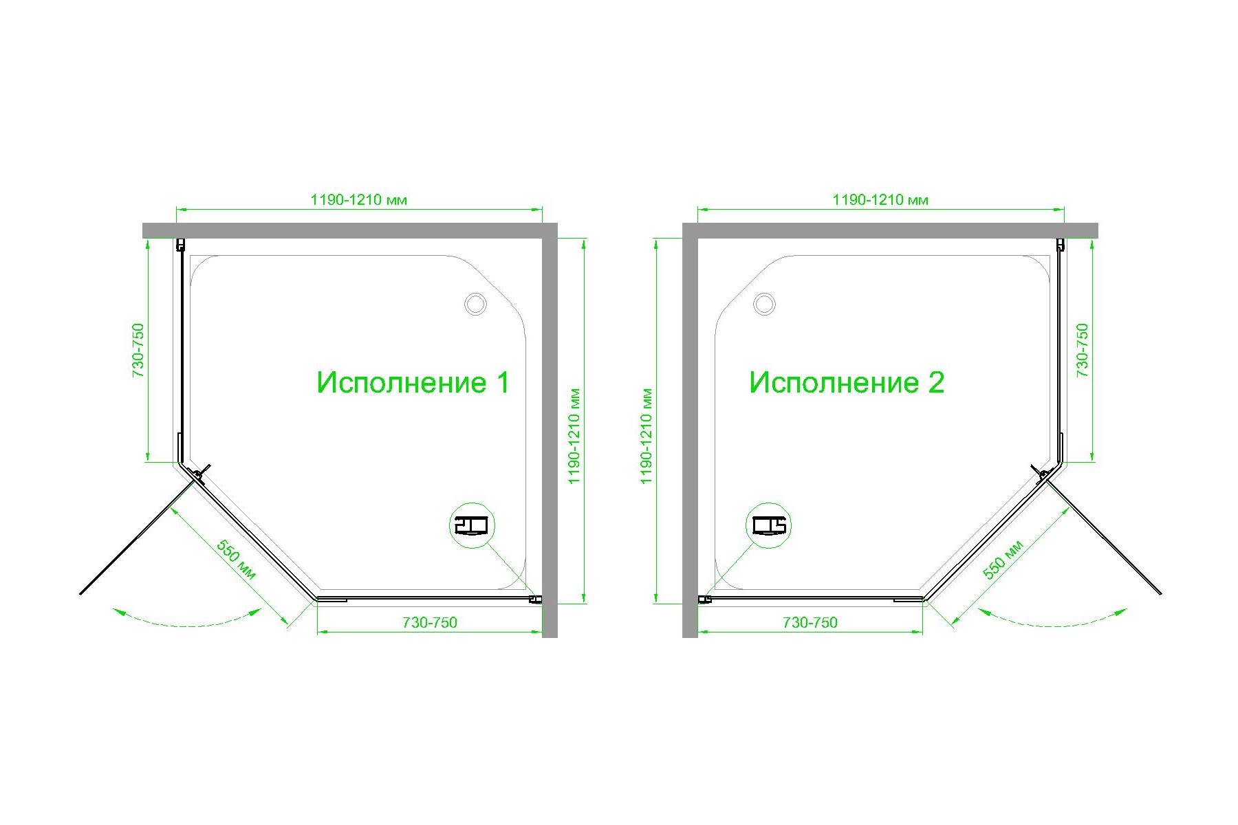 Душевой уголок Royal Bath TR 120х120 профиль белый стекло прозрачное RB120TR-T - 3