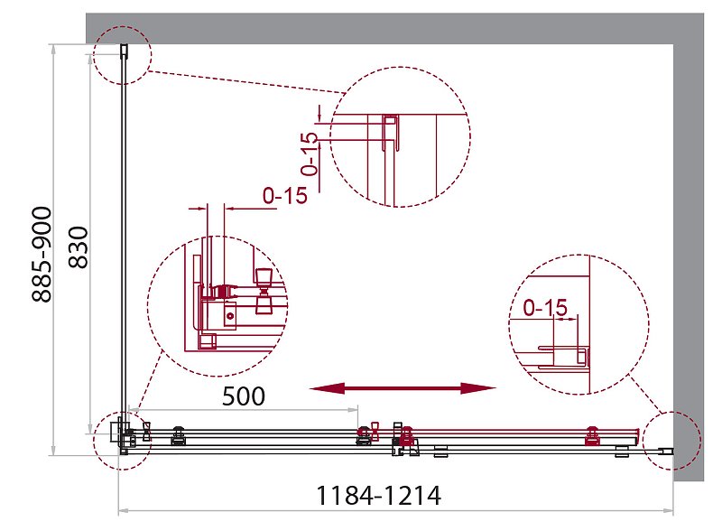 Душевой уголок BelBagno Acqua 120х90 профиль черный стекло прозрачное ACQUA-AH-1-120/90-C-NERO - 3