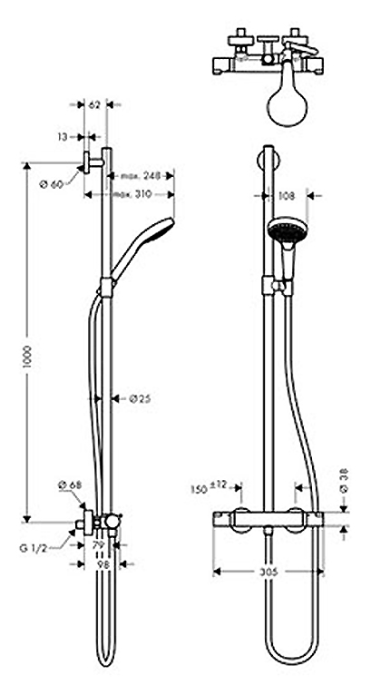 Душевая стойка Hansgrohe   27247400 - 1