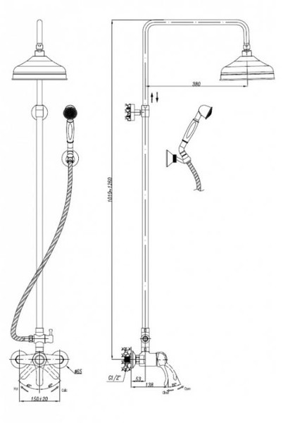 Душевая стойка Cezares Lira бронза  LIRA-M-CD-02 - 1