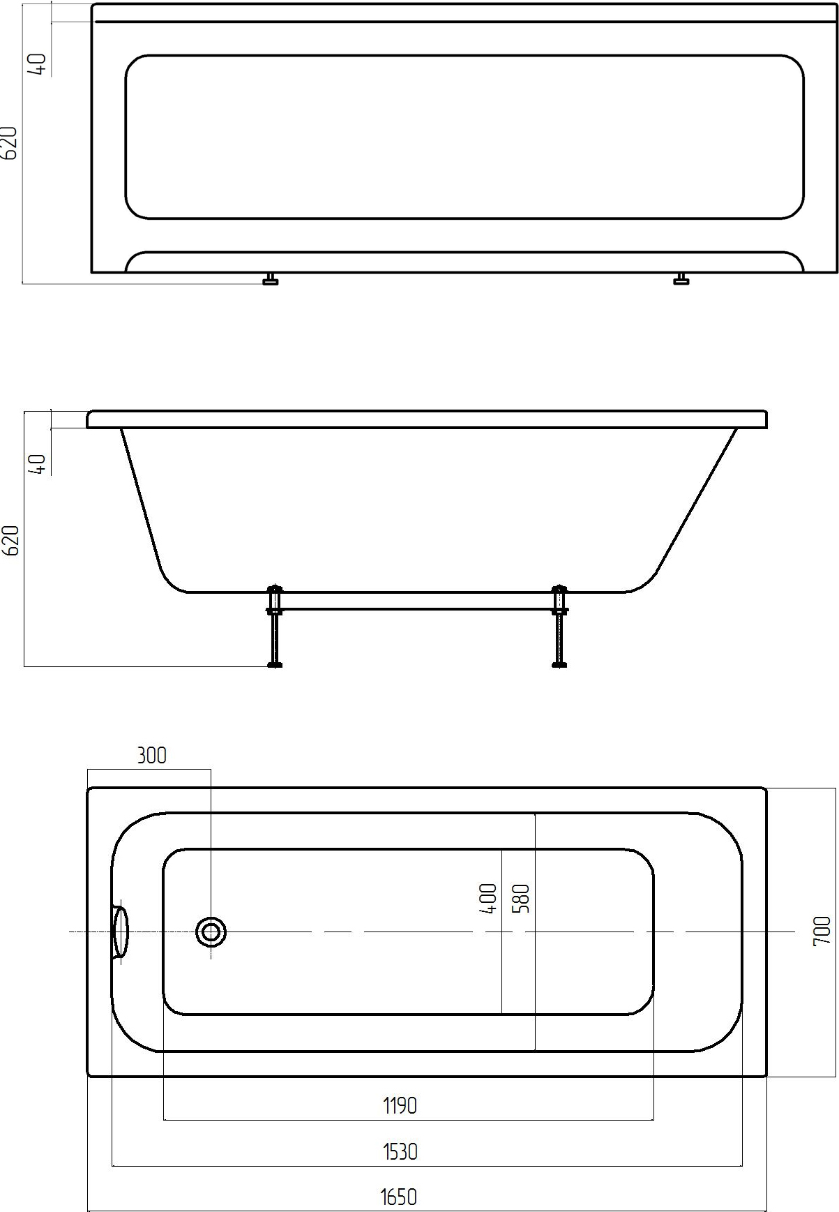 Акриловая ванна Акватек Мия 165x70 MIY165-0000001 - 5