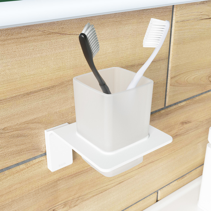 Подстаканник одинарный IDDIS Slide матовое стекло, сплав металлов, белый матовый  SLIWTG1i45 - 2