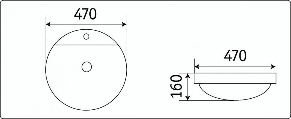 Раковина накладная CeramaLux N 47 см белый  7067A - 1