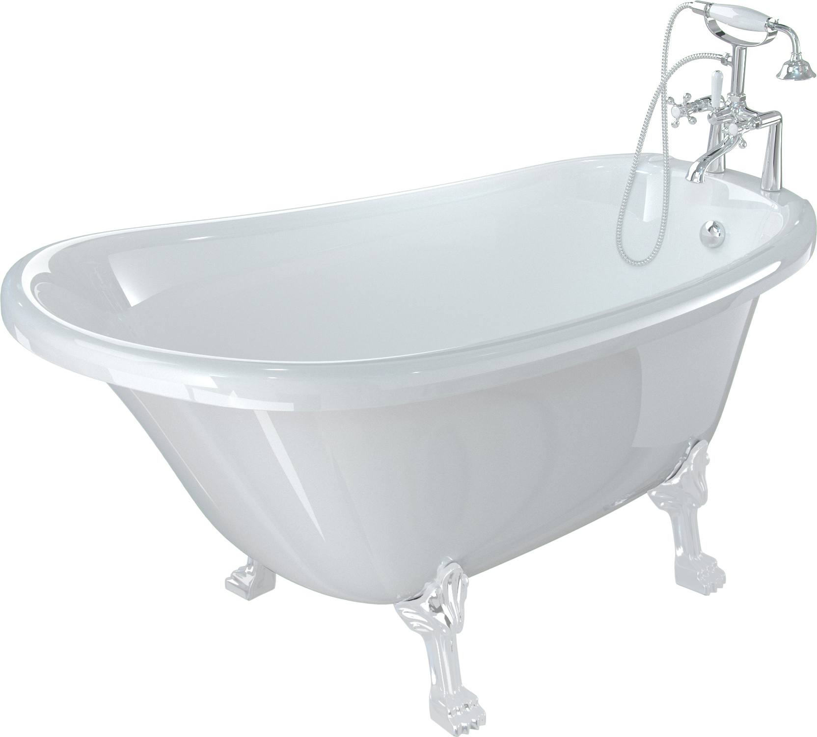 Ванна из искусственного камня Фэма Салерно 2 белая, белые ножки САЛЕРНО2-BI - 0