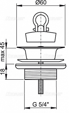 Донный клапан для раковины AlcaPlast A439 5/4 цельнометаллический - 1