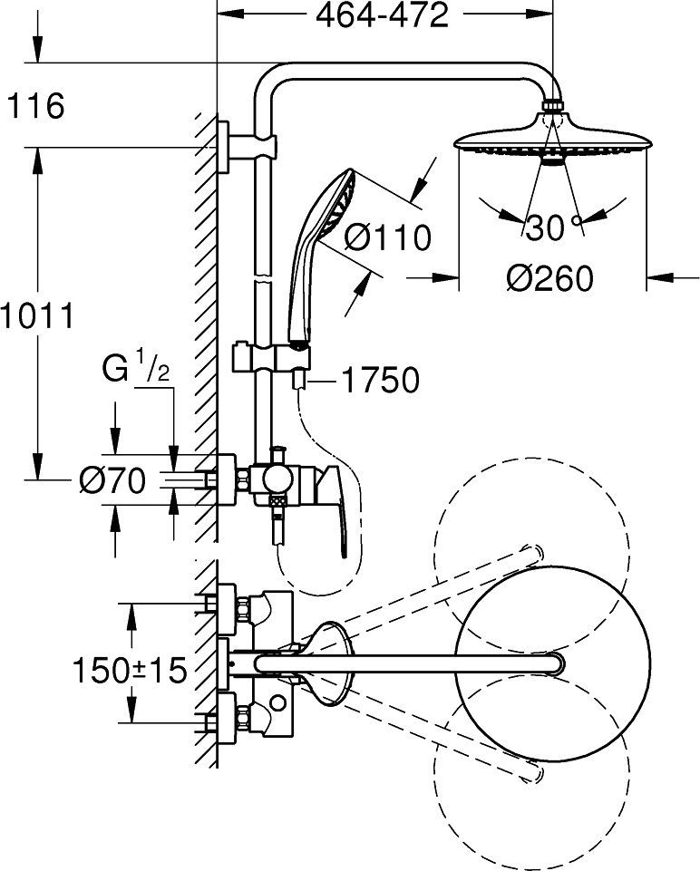 Душевая стойка Grohe Euphoria 260 27473001 - 1
