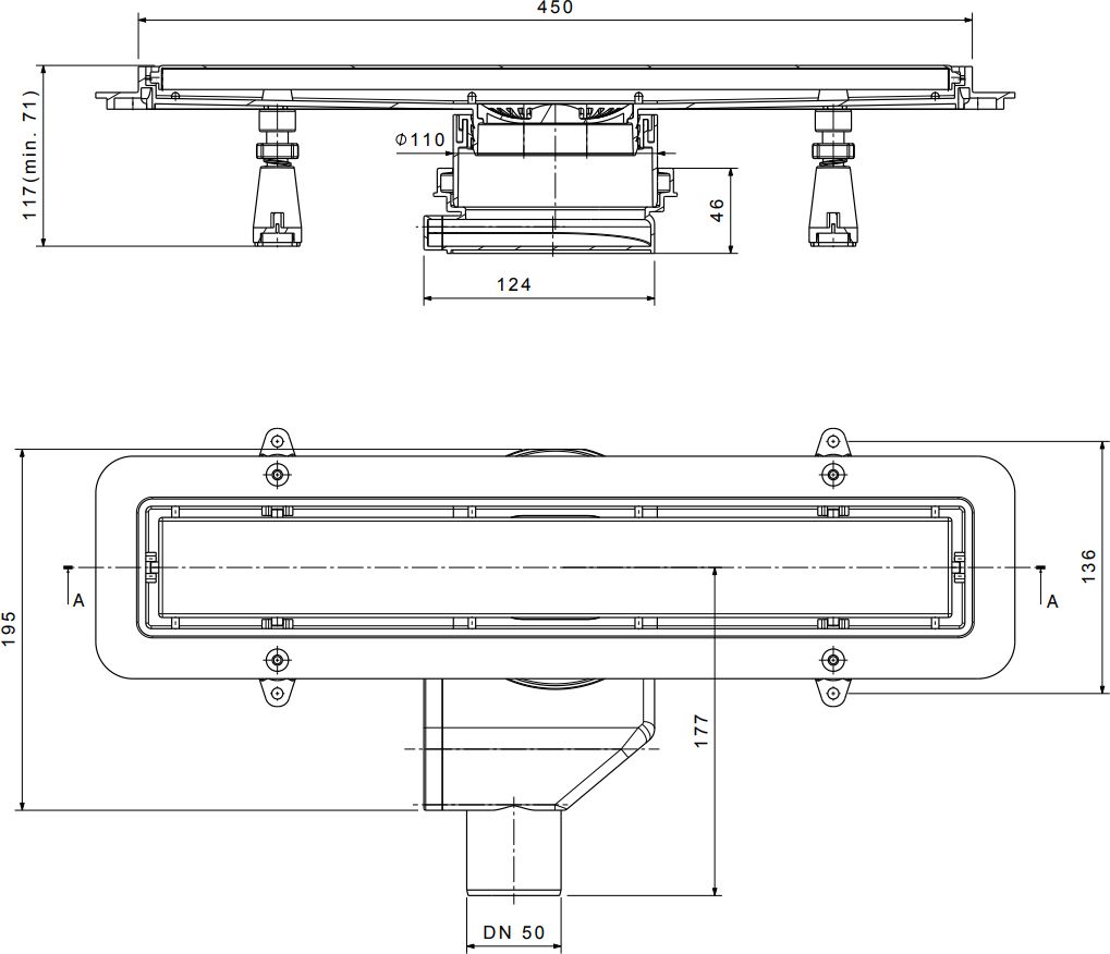 Душевой лоток Pestan Confluo Premium Line 450 белое стекло/сталь 13000281 - 6