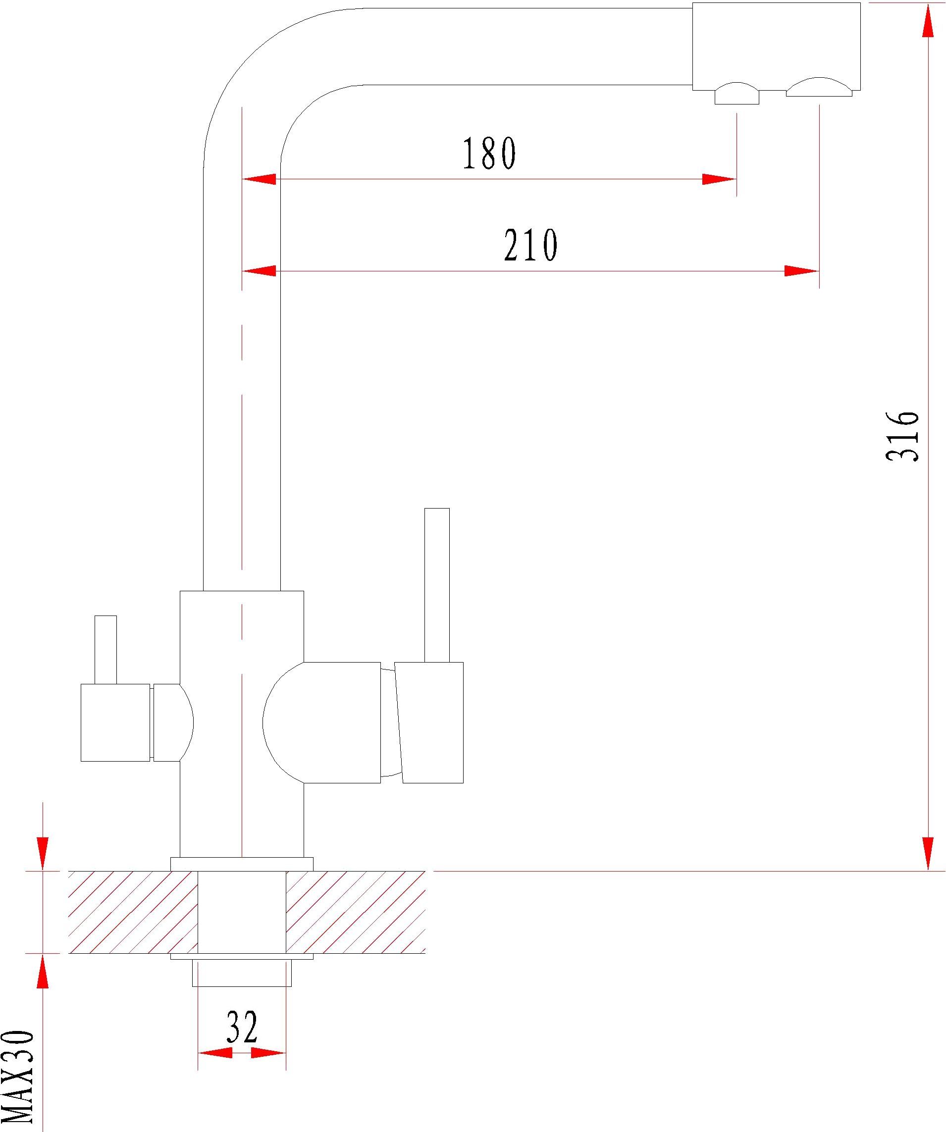 Смеситель Granula GR-2015 шварц, для кухонной мойки - 1