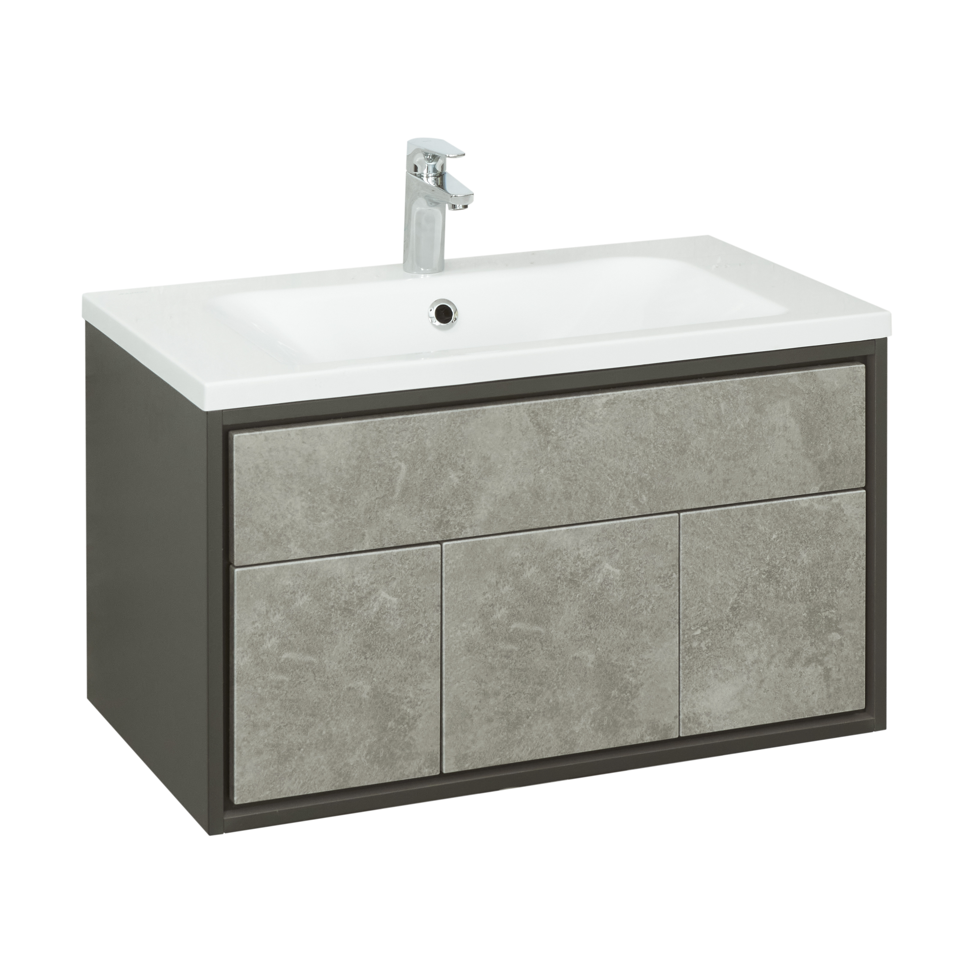 Тумба с раковиной Aquaton Уэльс 80 серый-черный матовый 1A2679K1WA6A0 - 0