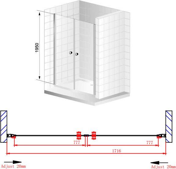 Душевая дверь Cezares Elena 180 хром стекло прозрачное ELENA-W-B-2-180-C-Cr - 7