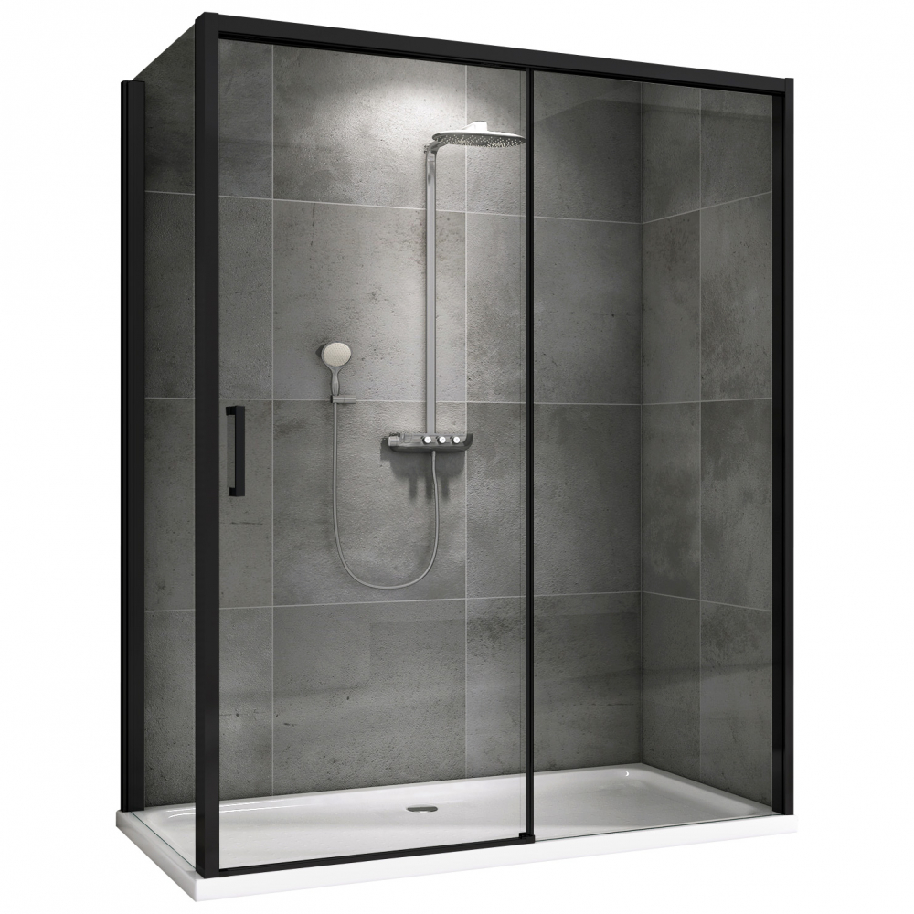 Душевой уголок Abber Komfort 120х100 профиль черный стекло прозрачное AG93120B-S102B - 0