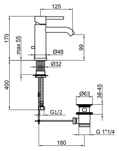 Смеситель для раковины Webert Elio черный матовый  EL830102564 - 2