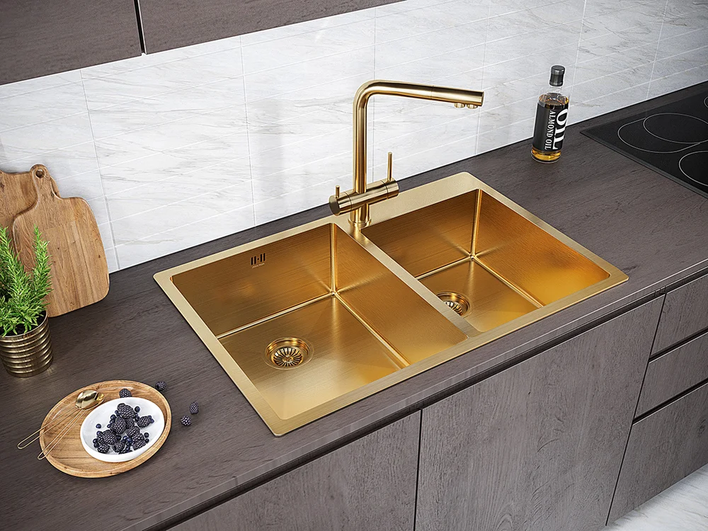 Мойка кухонная Paulmark Helfer 78 брашированное золото PM237851-BG - 2