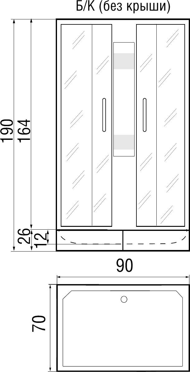 Душевая кабина с поддоном River Quadro Б/К 90/70/24 MT  10000002984 - 2