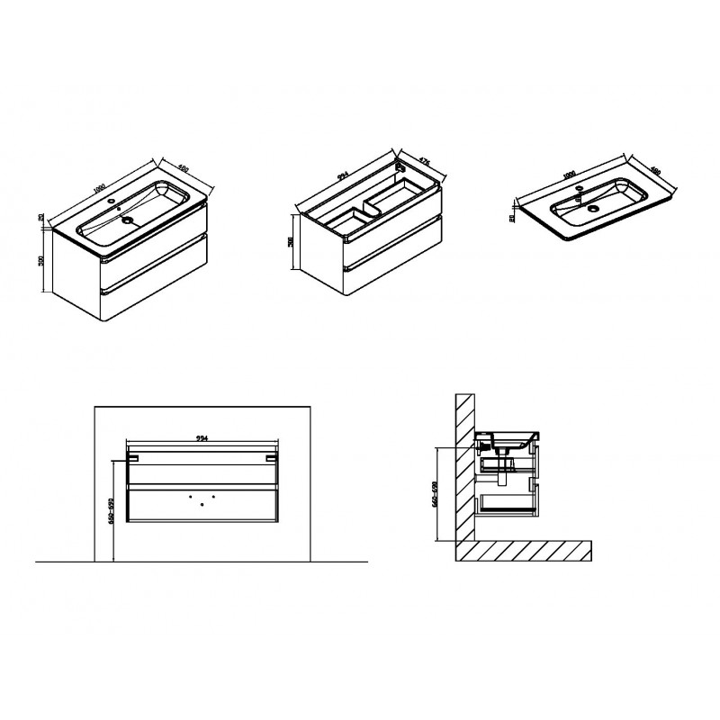 Тумба с раковиной Vincea Alba 100 белая - 2